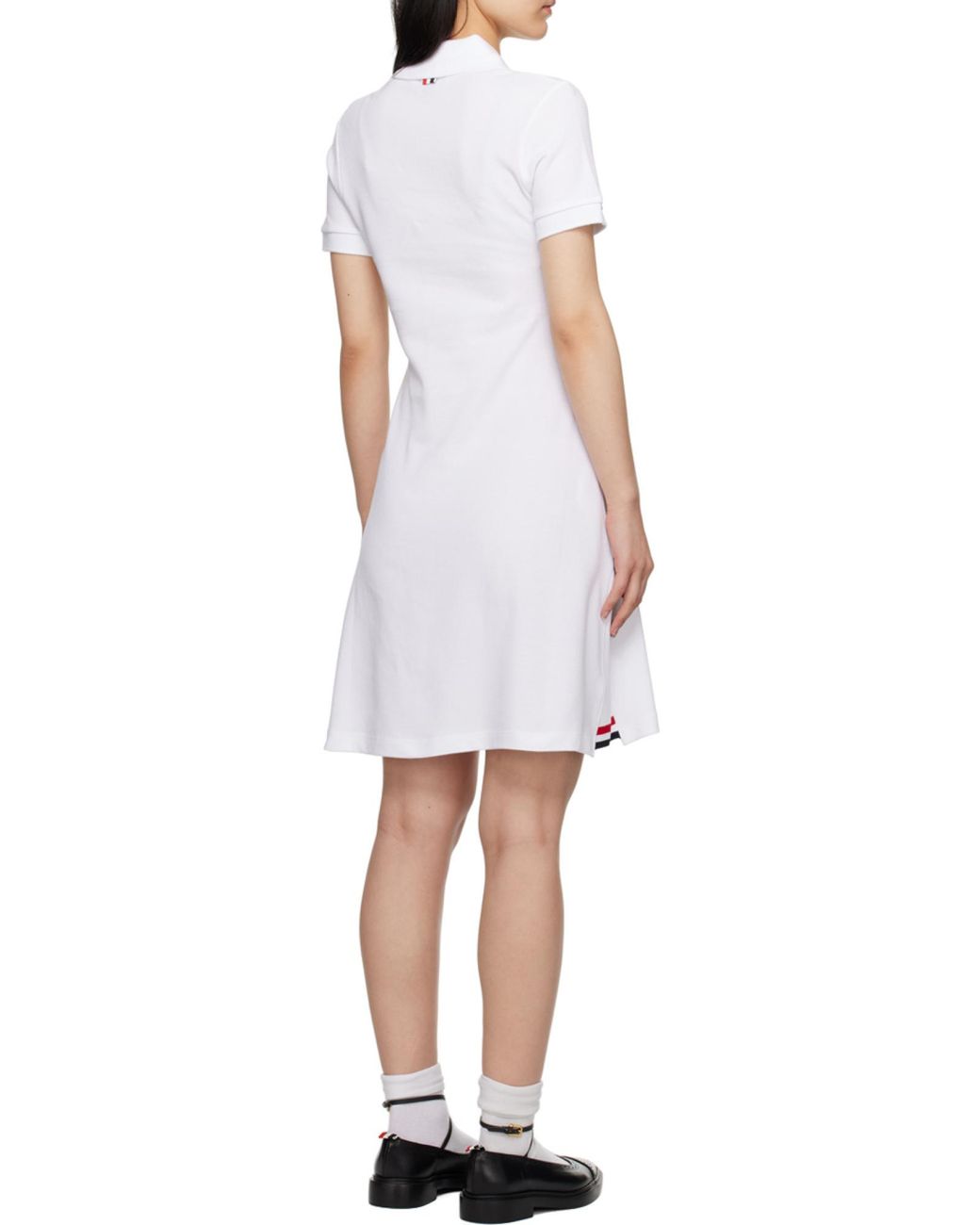 Thom Browne White Pique Flared Short-Sleeved Tennis Dress