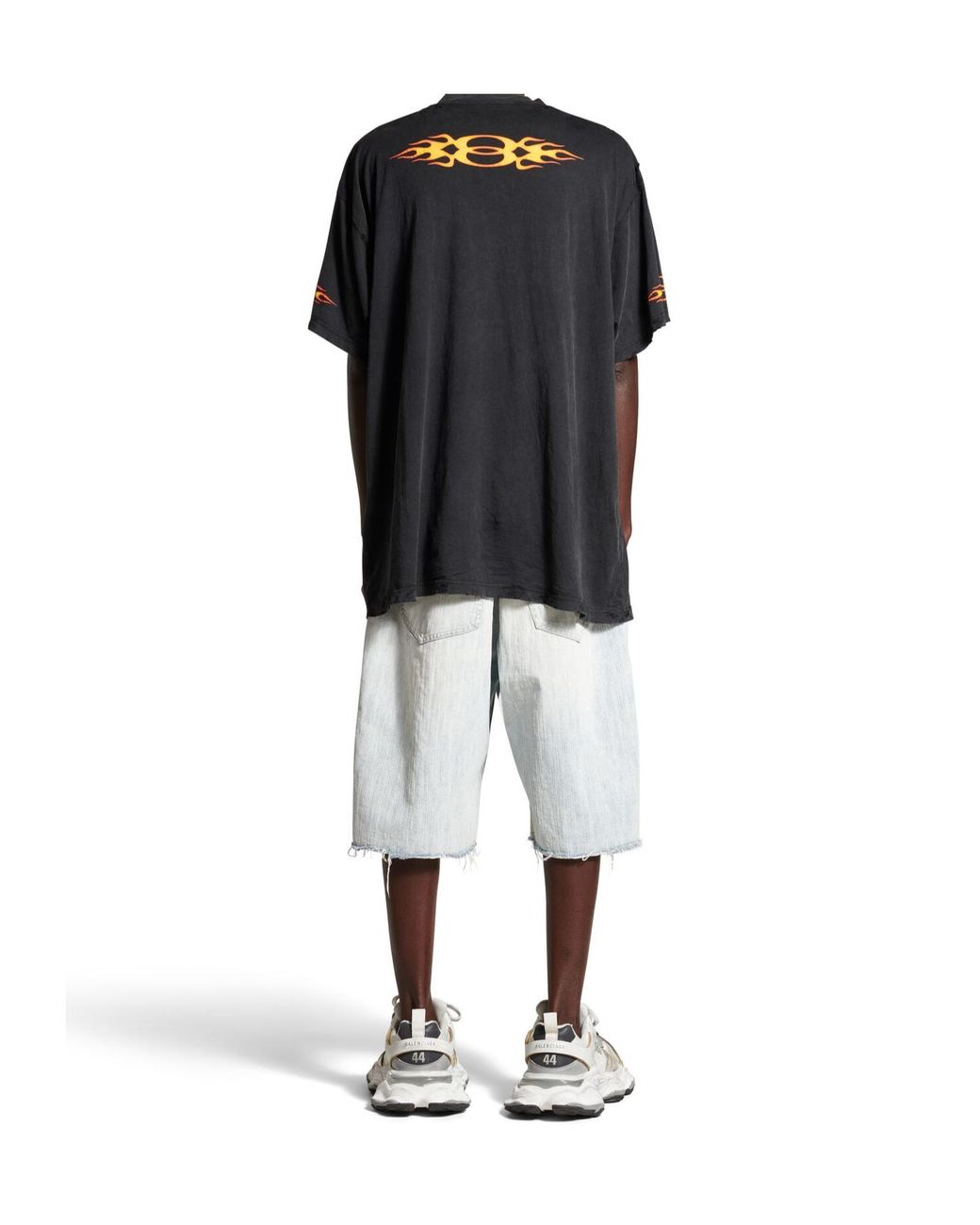 Balenciaga Black Flame Logo Oversized T-Shirt for men