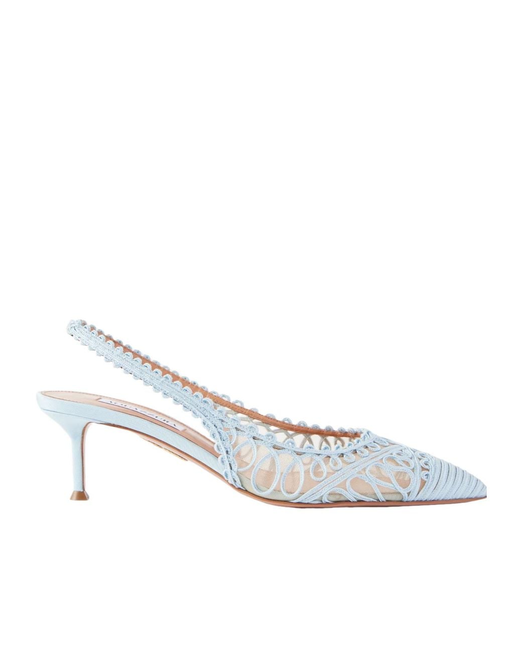Aquazzura White Mesh Spliced Lace High Heels