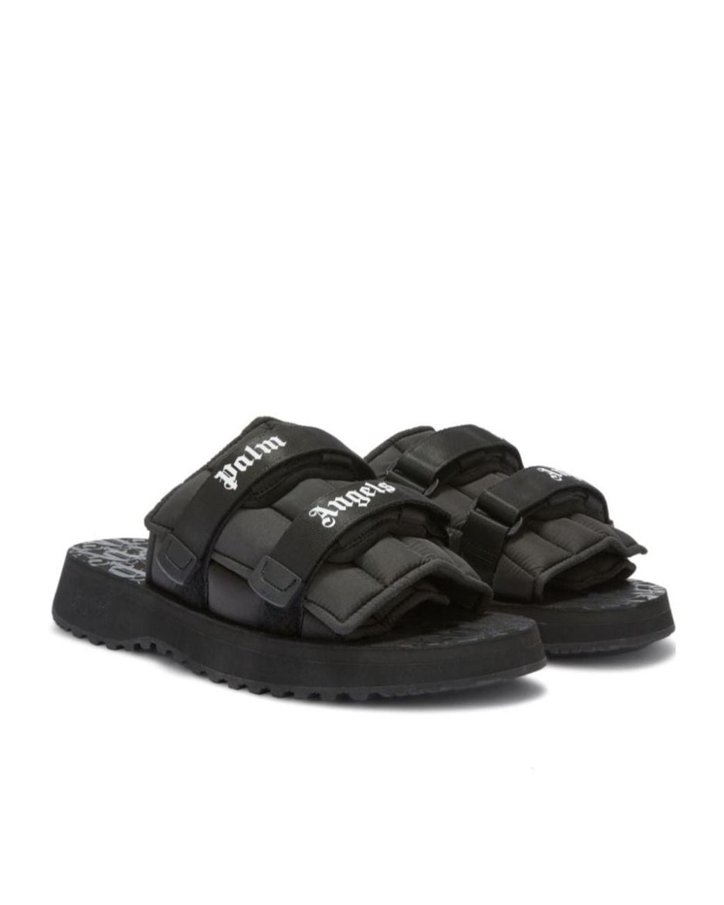 Palm Angels Black X Suicoke Moto-P Logo Printed Slides for men