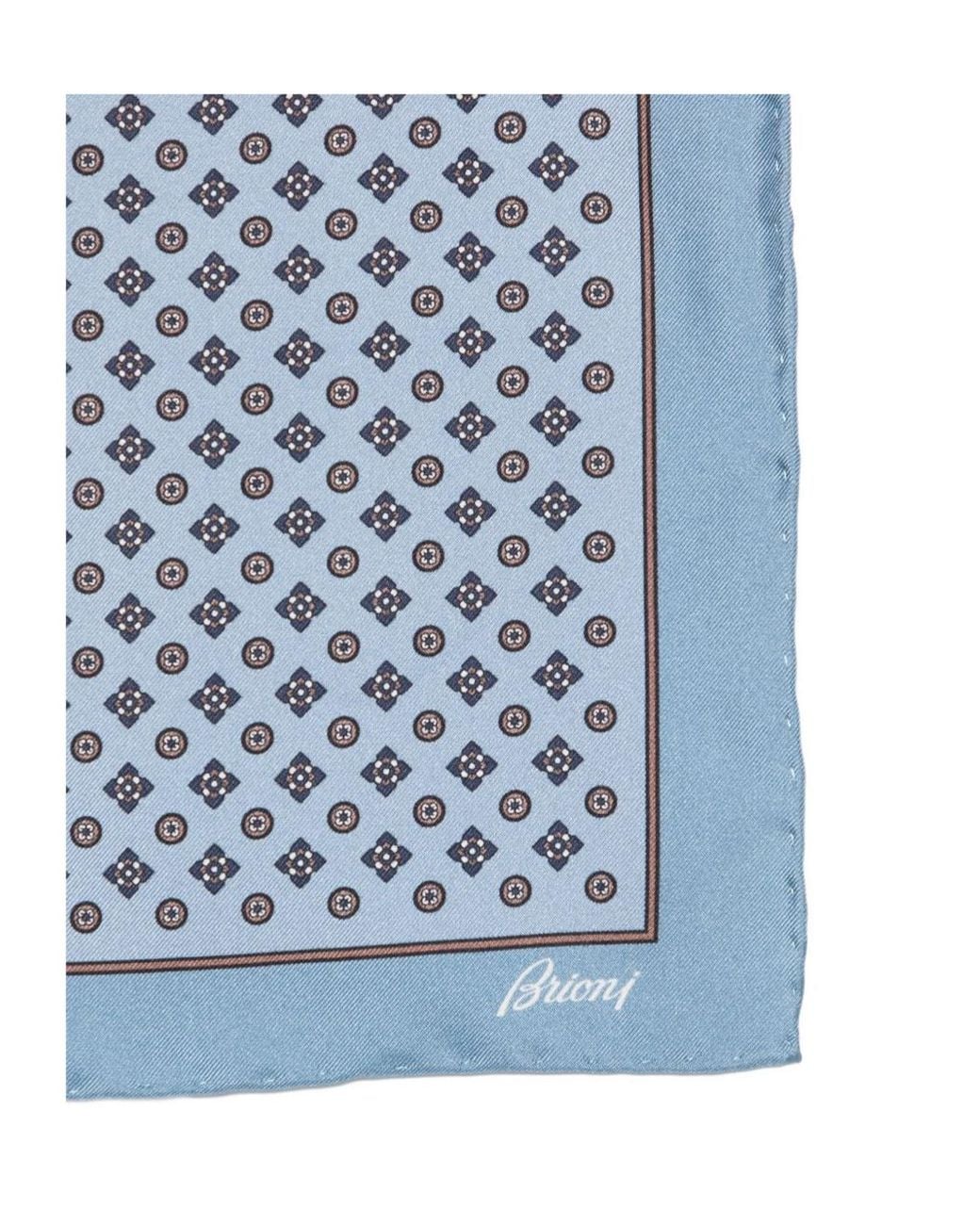 Brioni Blue Printed Pocket Square for men