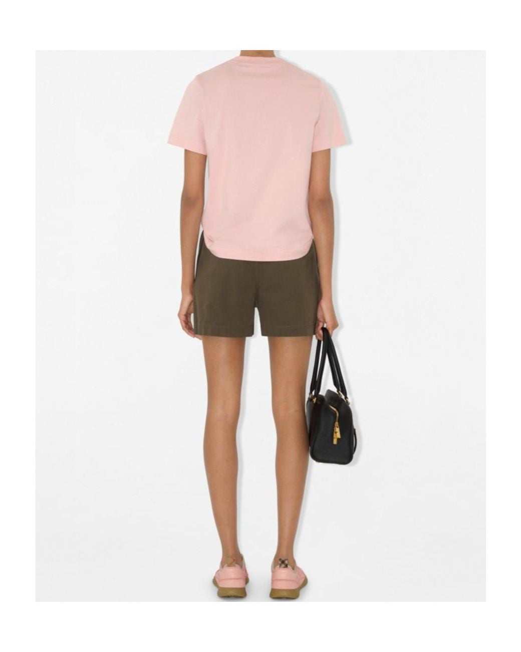Burberry Pink Knight Stamp Crewneck T-Shirt