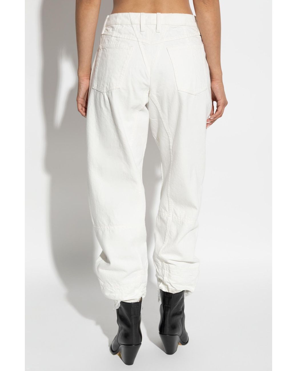 Jil Sander White Logo Patch Straight-Leg Trousers