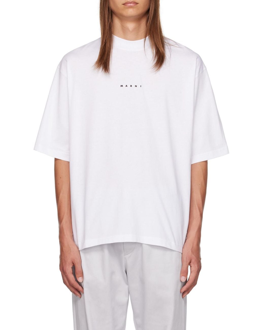 Marni White Jersey Logo Print T-Shirt for men