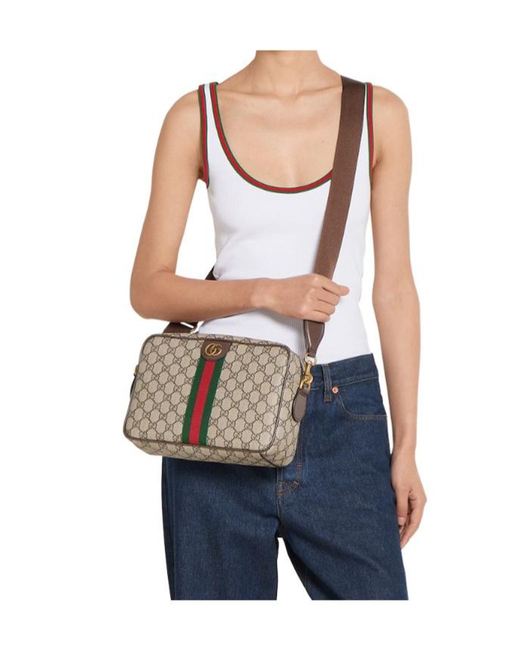 Gucci Gray Ophidia Medium Crossbody Bag for men