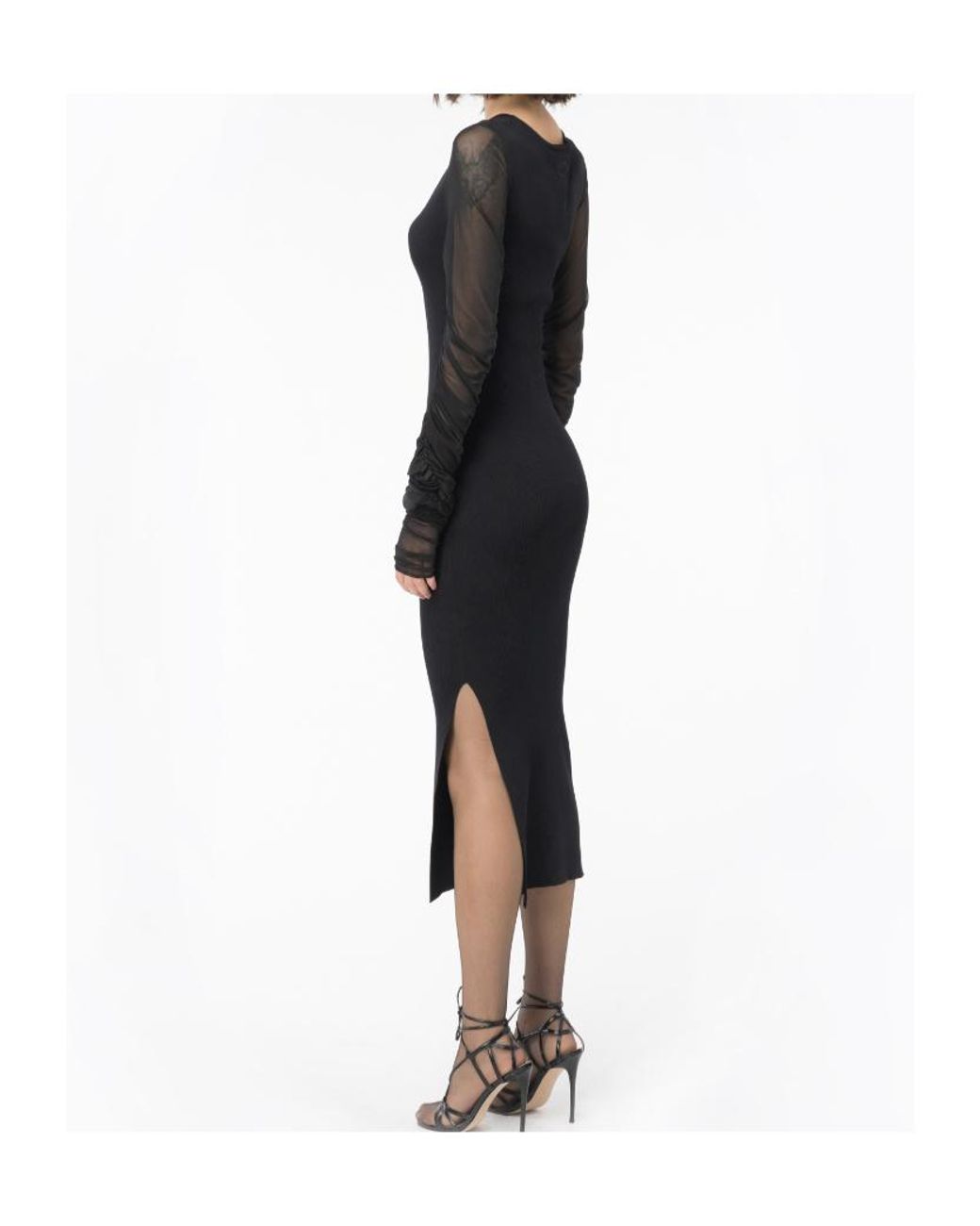 Pinko Blue Panelled Ribbed-Knit Midi Dress