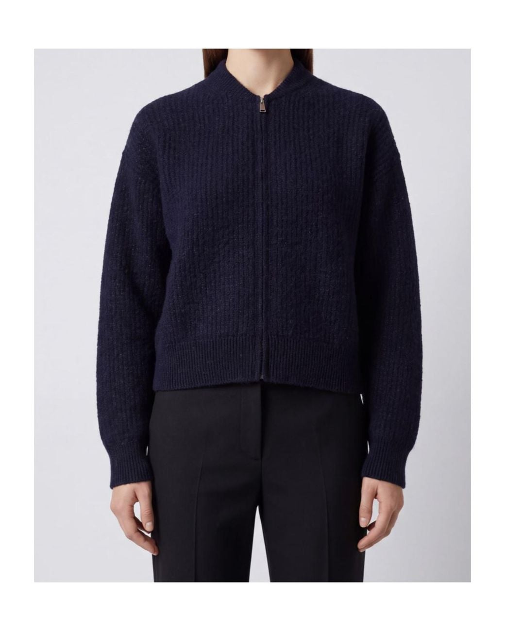 Fabiana Filippi Blue Waffle-Knit Zip-Up Cardigan