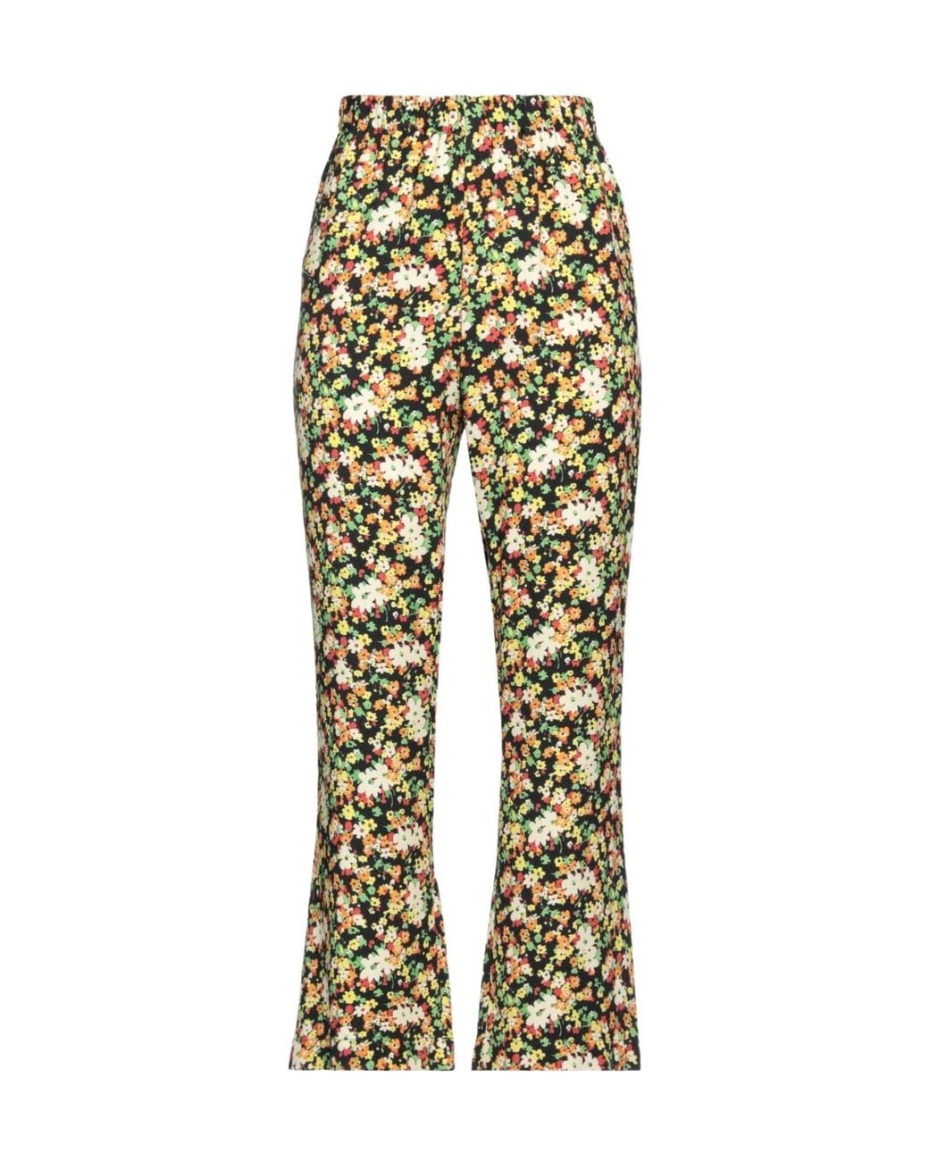 Marni Yellow Floral-Print Casual Trousers