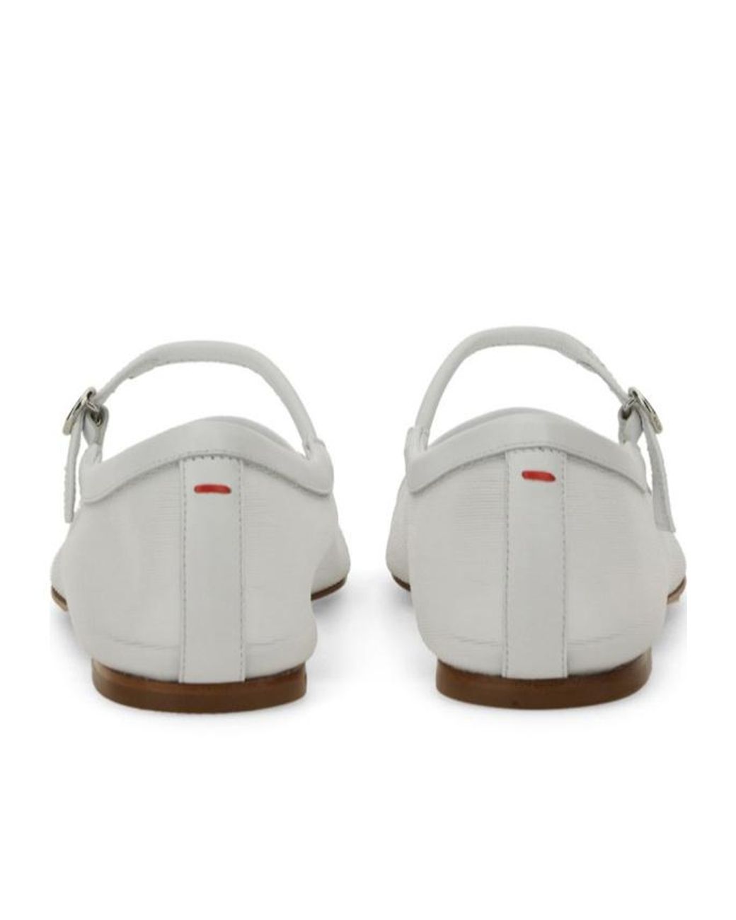 Aeyde White Uma Square Toe Mary Jane Flats