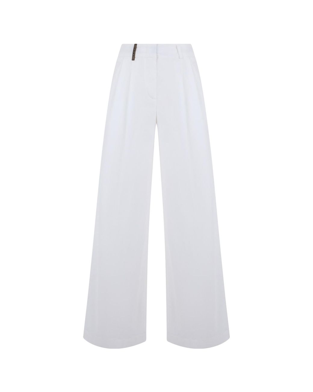 Peserico White High-Waist Wide-Leg Pants