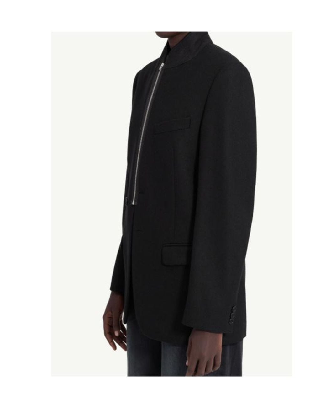 MM6 by Maison Margiela Black Long Sleeve Zip-Front Blazer