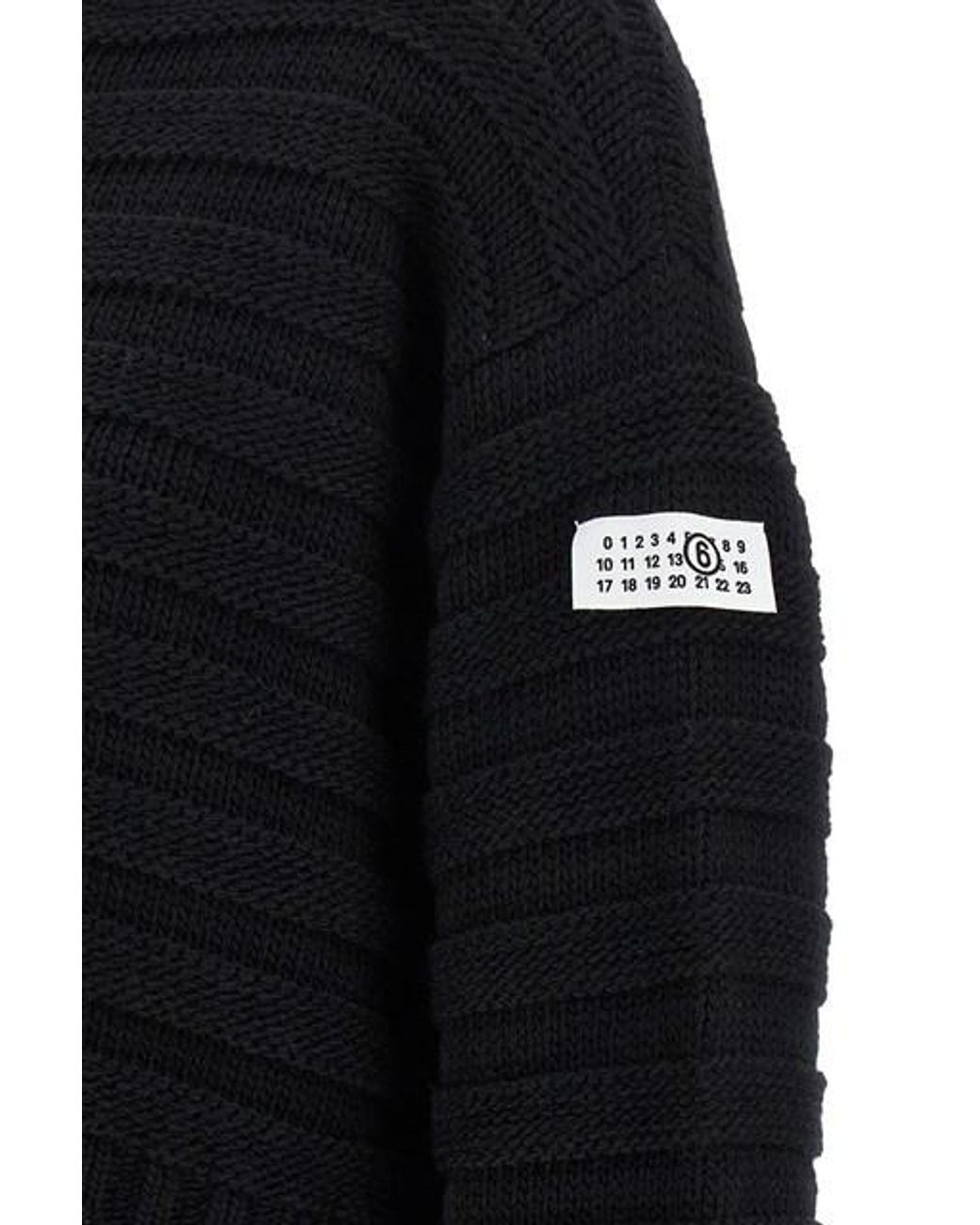 MM6 by Maison Margiela Black Numbers-Patch Distressed Jumper