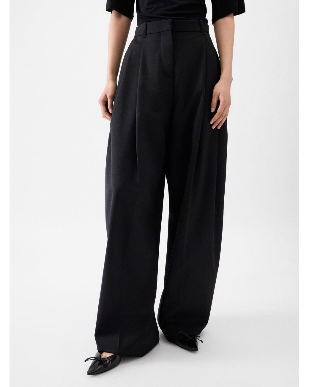 Jacquemus Black Pleated Wide-Leg Pants