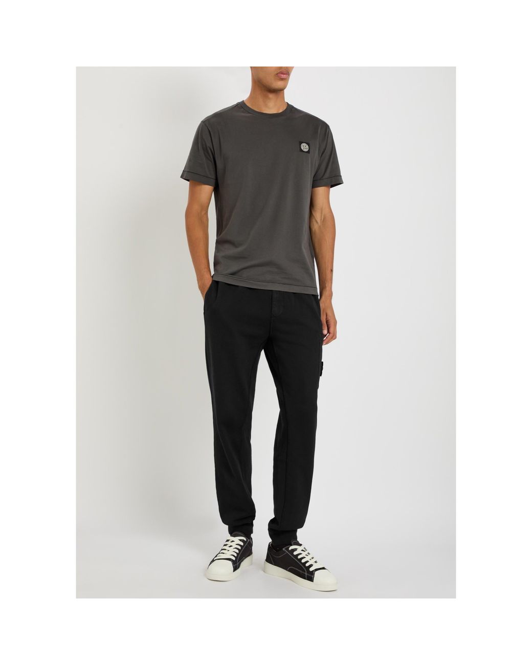 Stone Island Black Drawstring Ankle Sweatpants for men