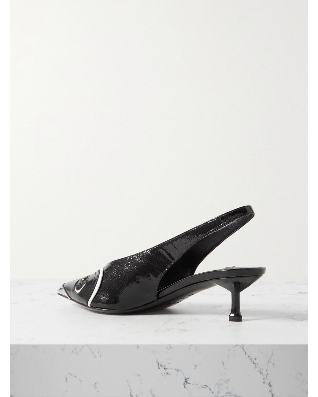 Emilio Pucci Black Leather Slingback Pumps