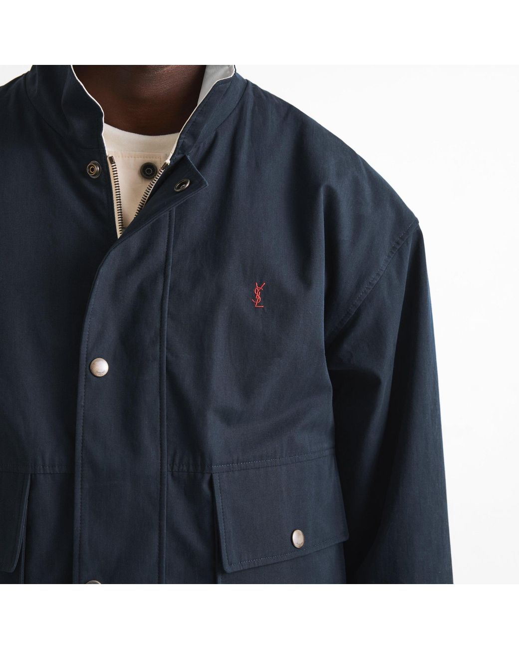 Saint Laurent Blue Simple Collar Jacket for men