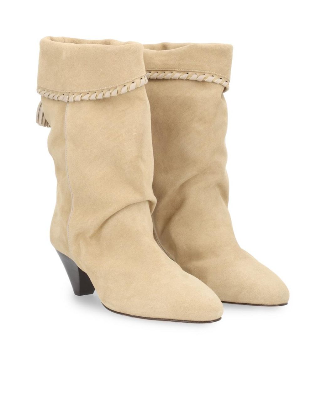 Isabel Marant Natural Dalby Tassel Cone-Heel Boots
