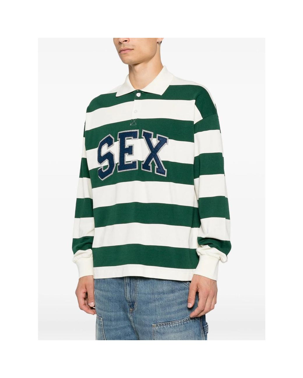 Carne Bollente Green Striped Polo Shirt for men