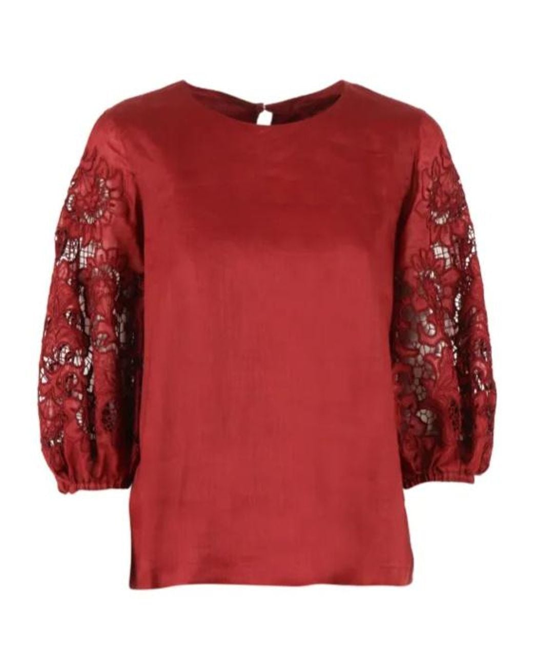 Max Mara Red Studio Mstordine Broderie Anglaise T-Shirt