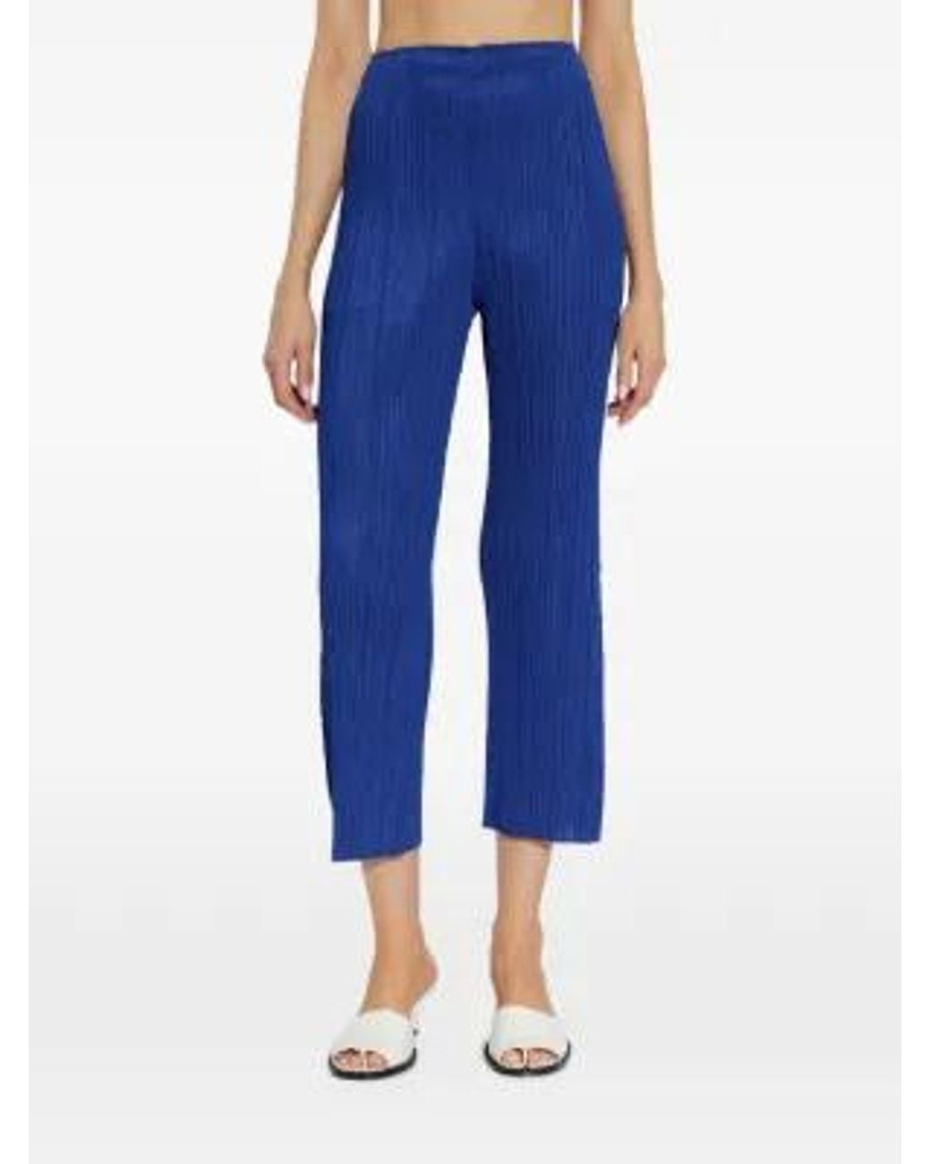 Pleats Please Issey Miyake Blue Pleated Trousers