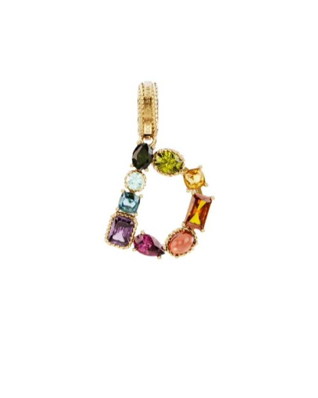 Dolce & Gabbana White Alphabet D 18Kt Multi-Stone Pendant