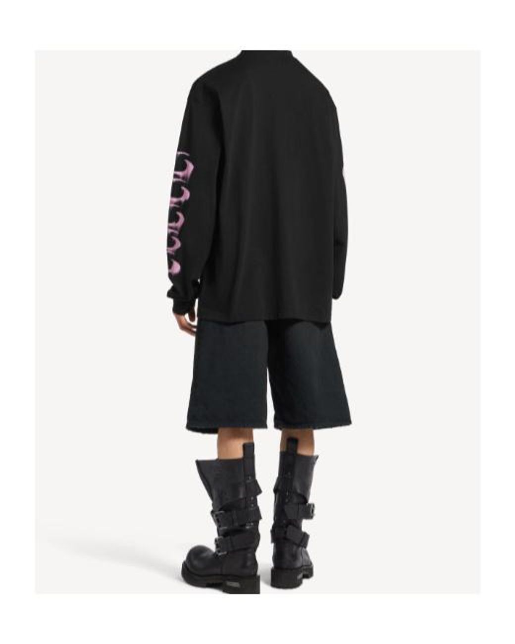 Balenciaga Black Wet Brush Medium-Fit Long-Sleeved T-Shirt for men