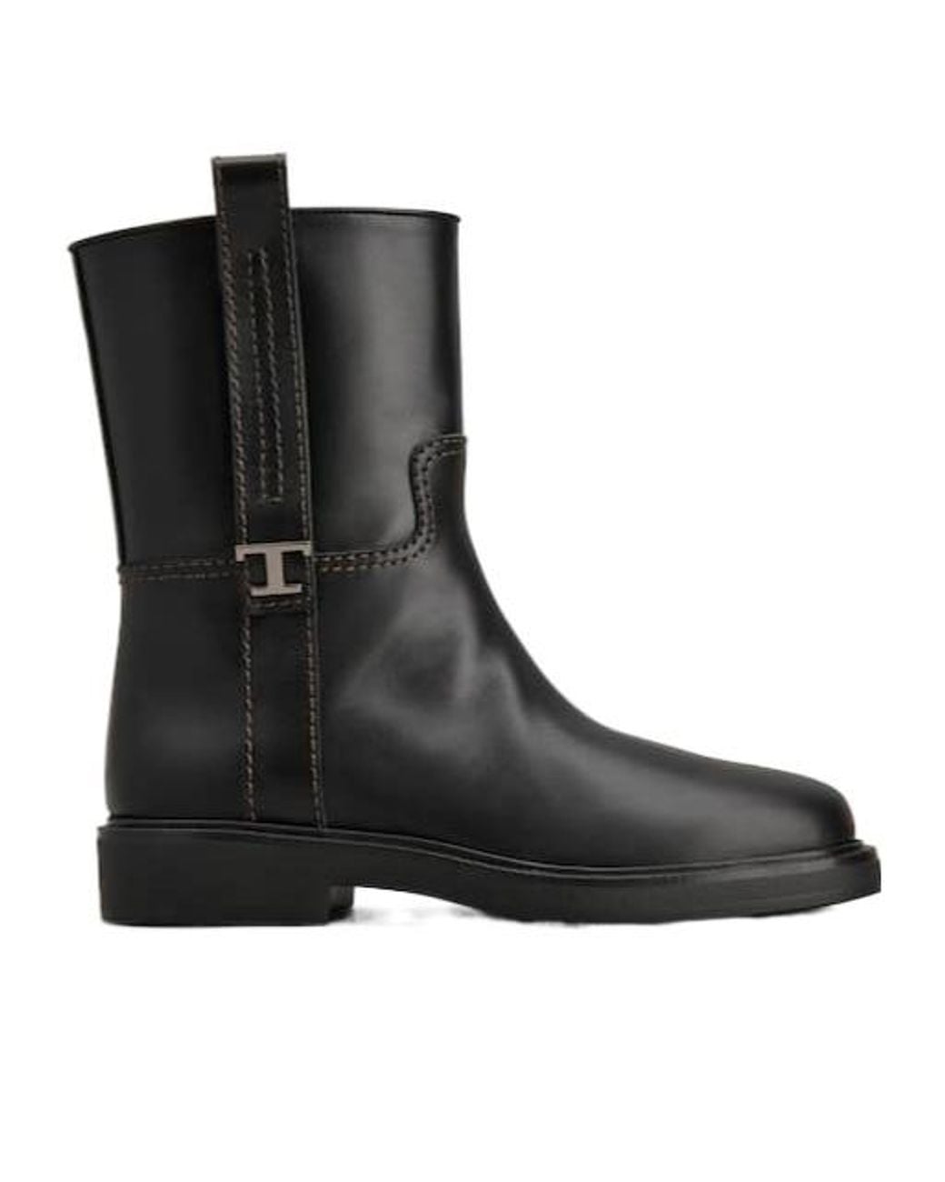 Tod's Black Round Toe Ankle Boots