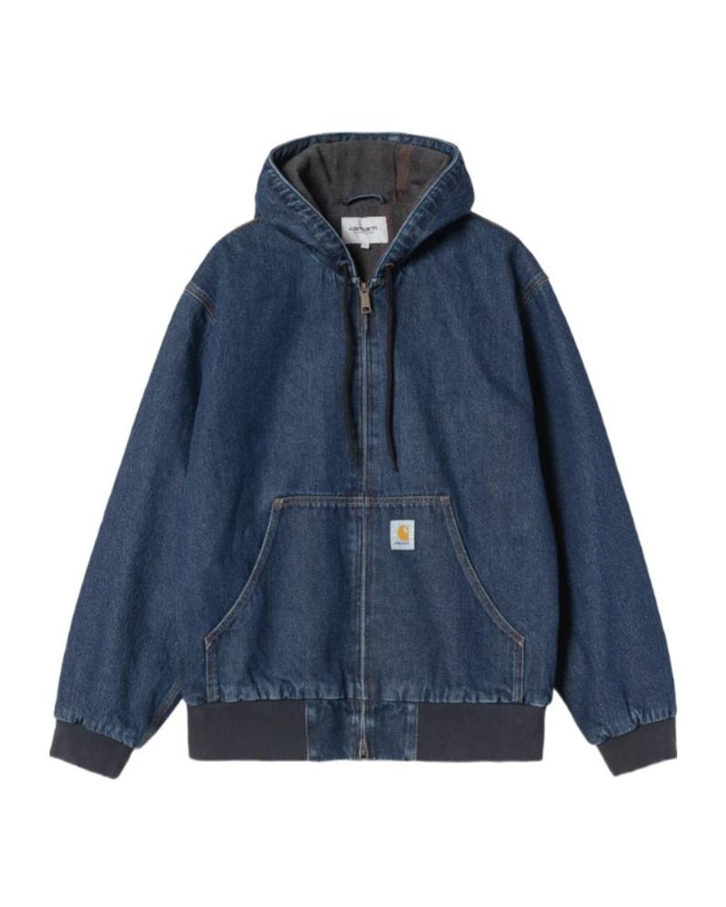 Carhartt Blue Logo Label Zipped Denim Jacket for men