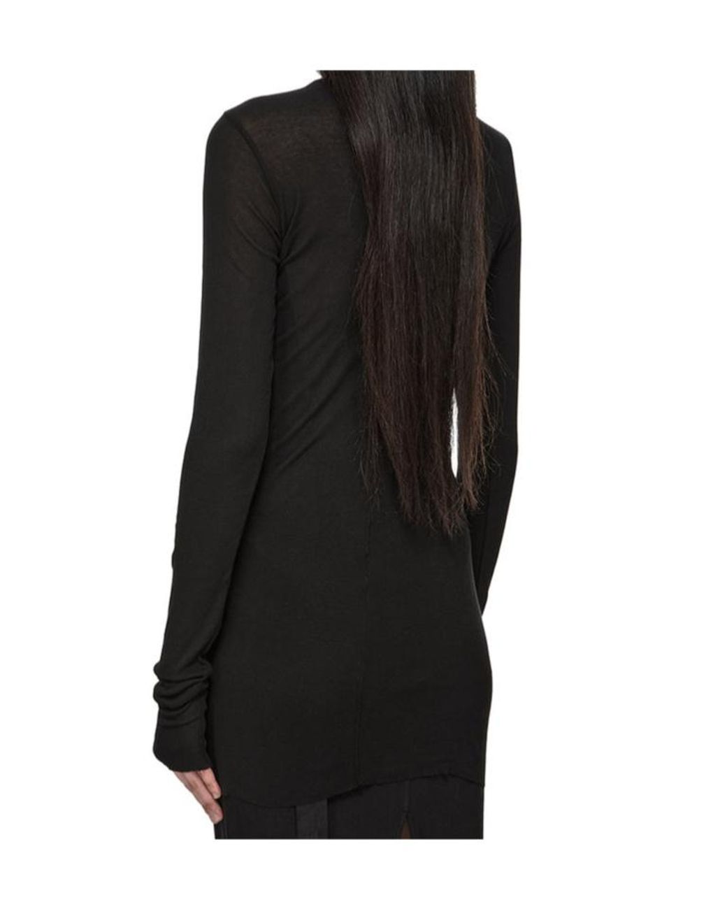 Rick Owens Black Ruched Long-Sleeve Top