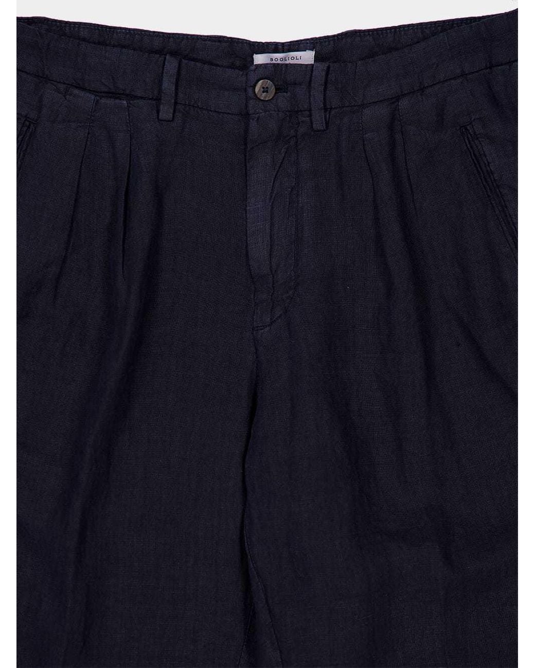 Boglioli Blue Button Detailed Straight Fit Pants for men