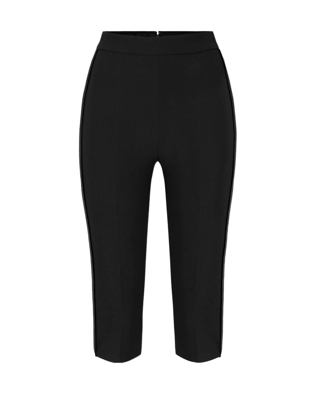 Elisabetta Franchi Black Crêpe And Satin Lightweight Trousers