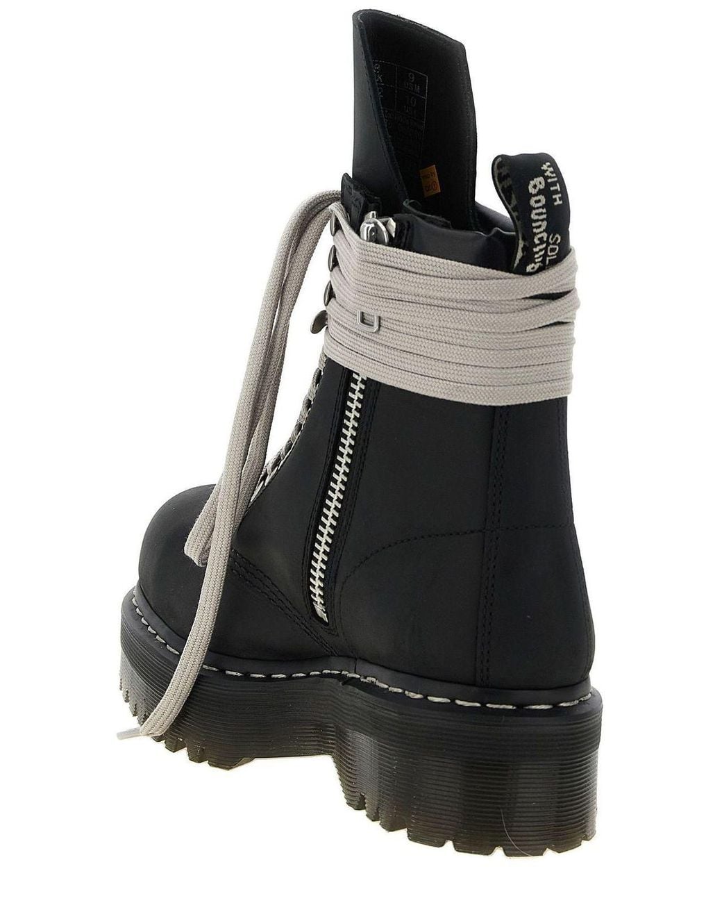 Rick Owens Black X Dr. Martens Round Toe Lace-Up Boots for men
