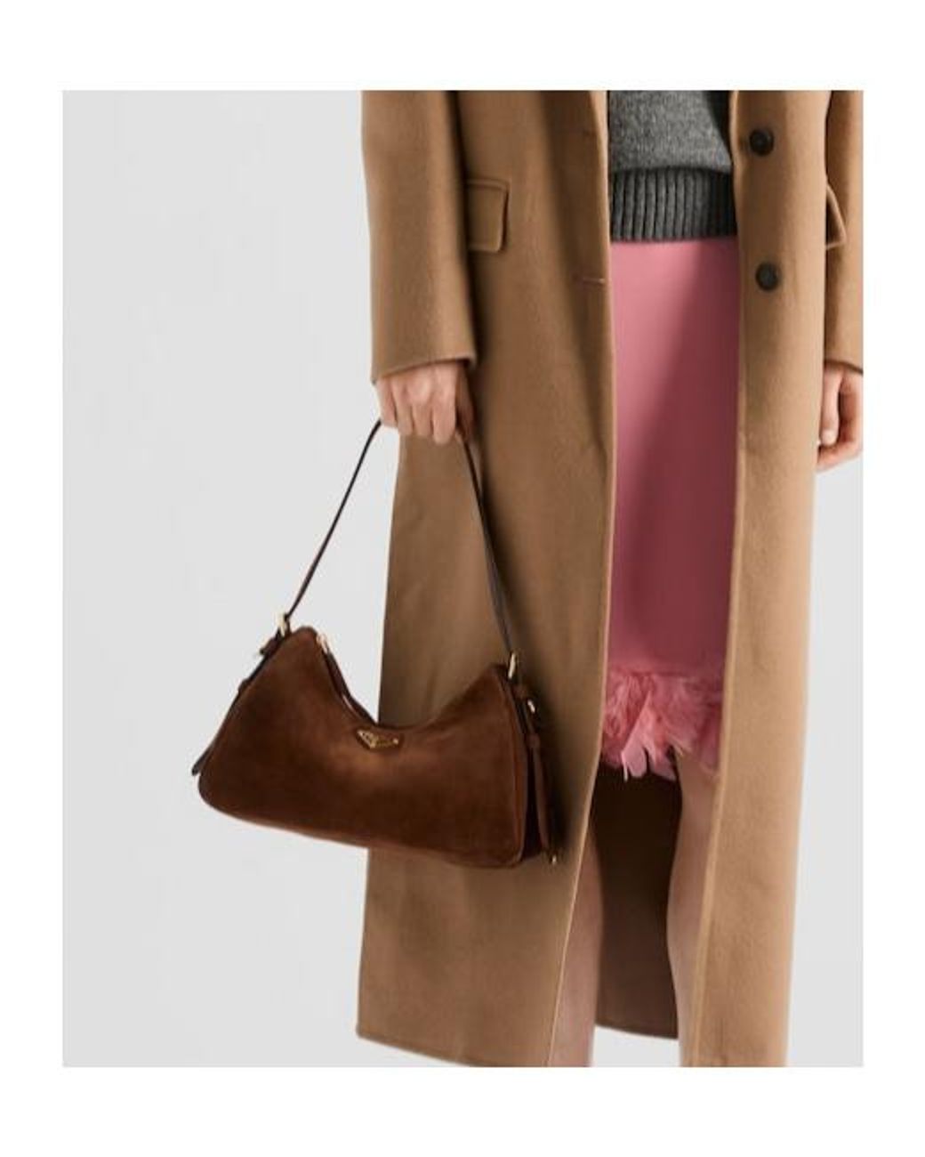 Prada Brown Aimée Zipped Medium Shoulder Bag