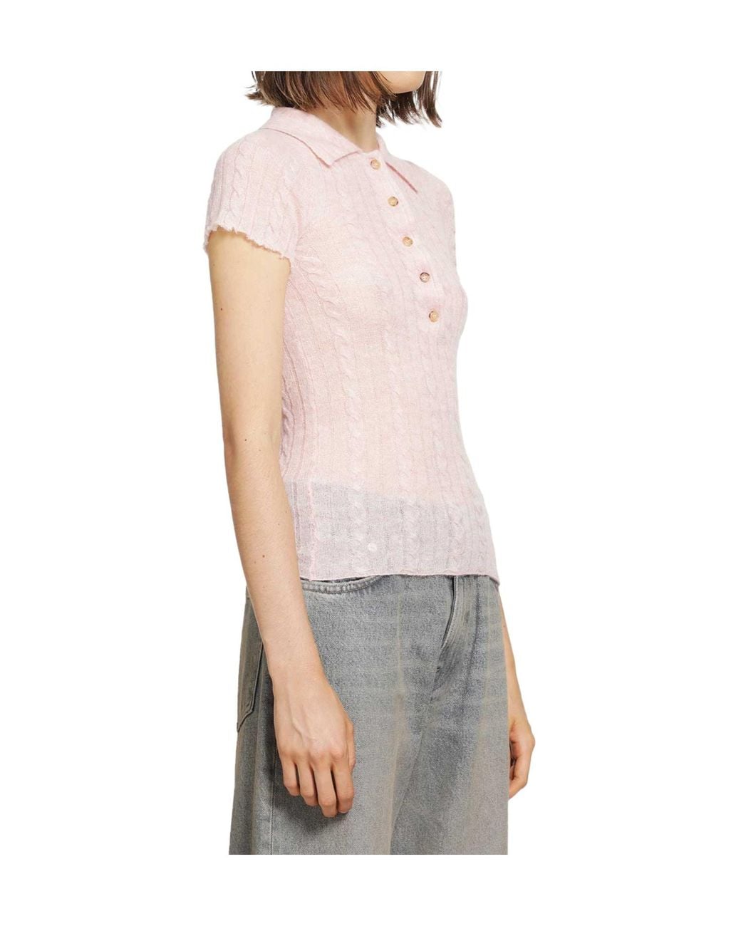 Haikure Blue Laurie Cable-Knit Polo Shirt