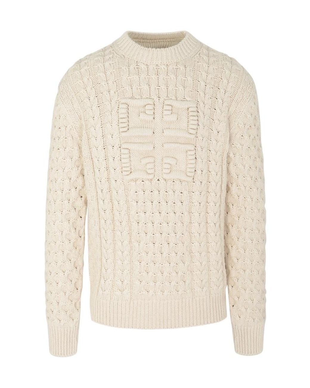 Givenchy White 4G Cable-Knit Sweater for men