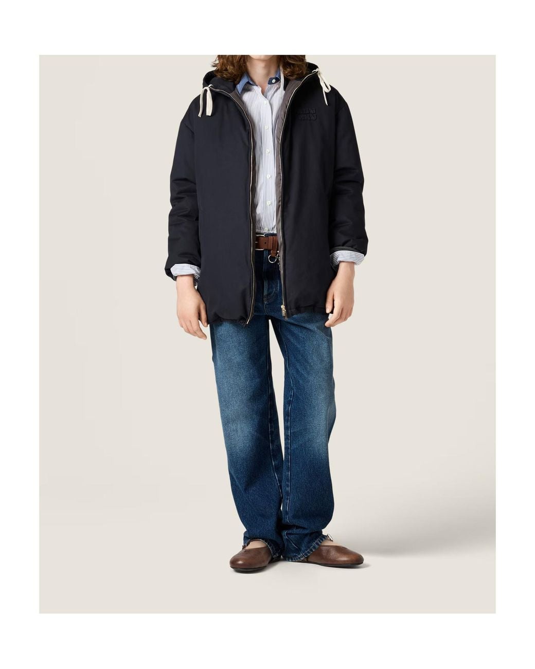 Miu Miu Blue Gabardine Down Jacket