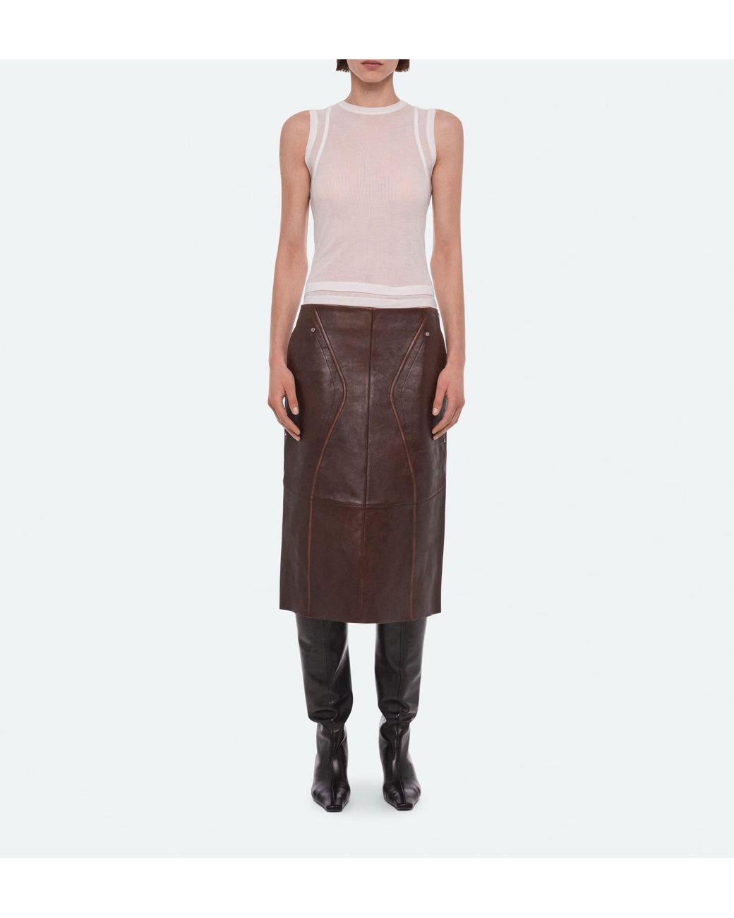 Helmut Lang Brown Solid-Color Skirt