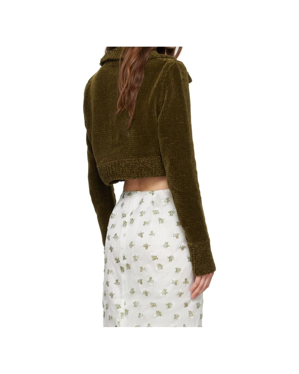 CECILIE BAHNSEN Green Calla Velevet Knitted Sweater