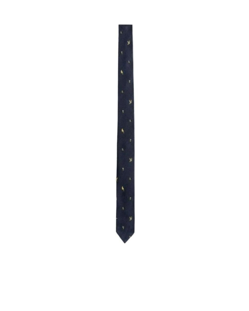 Thom Browne Blue Embroidered Silk Tie for men