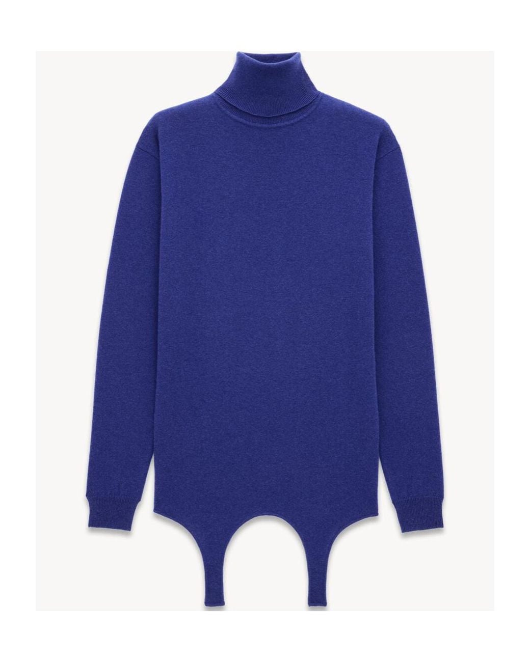 Saint Laurent Blue Turtleneck Garter Jumper