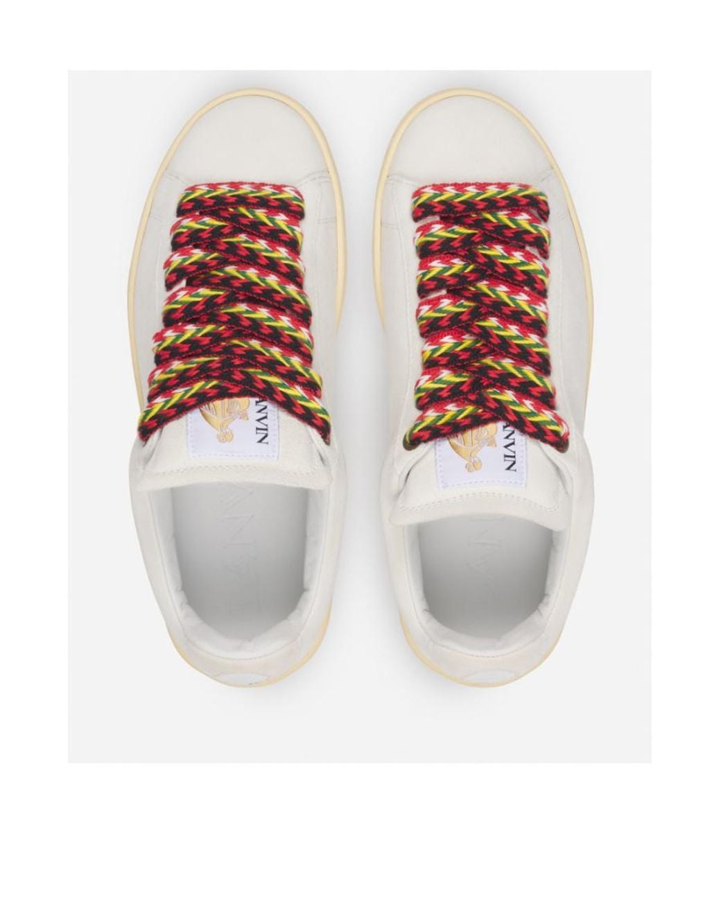 Lanvin White Lite Curb Suede Sneakers