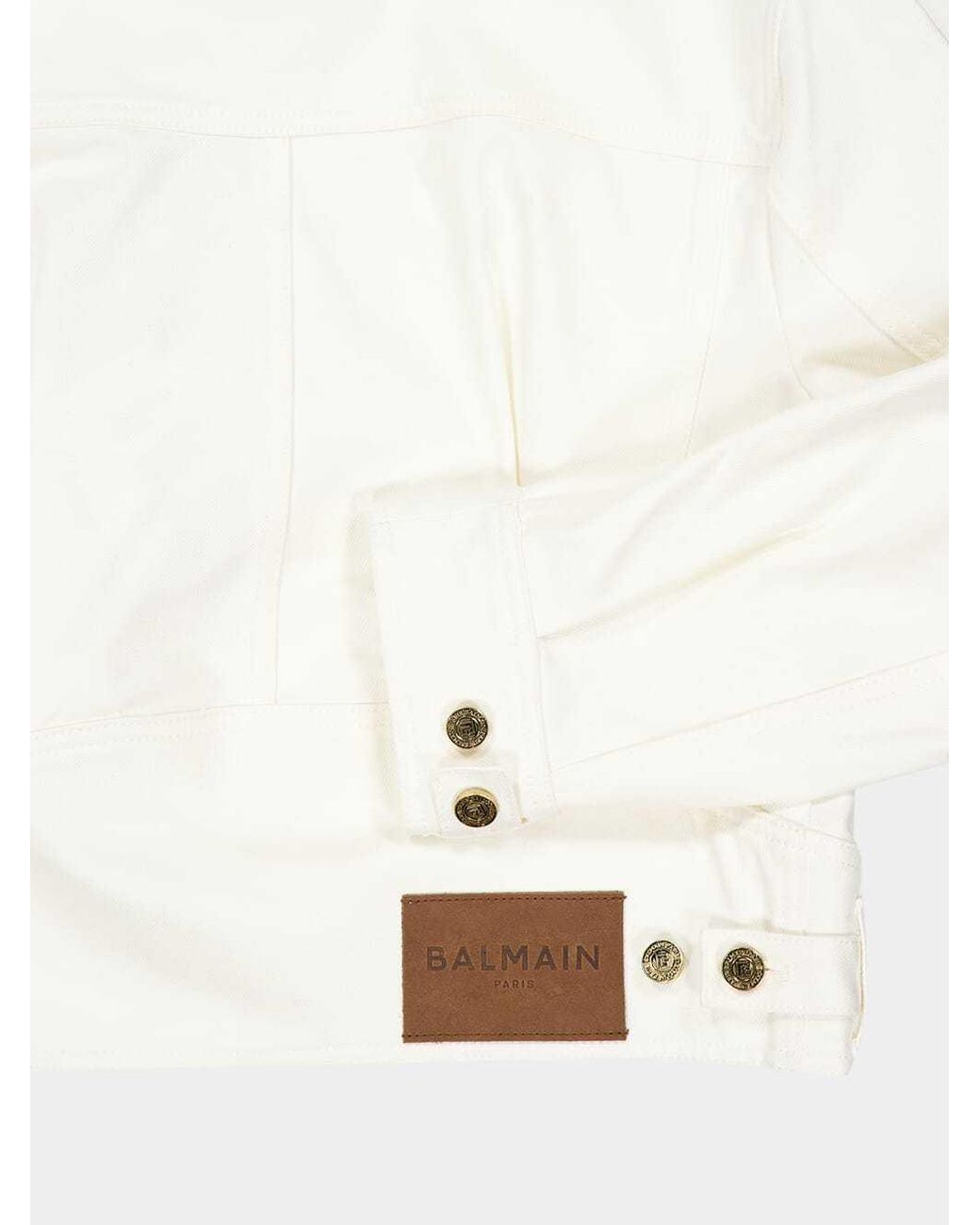 Balmain White Round Collar Button-Up Denim Jacket