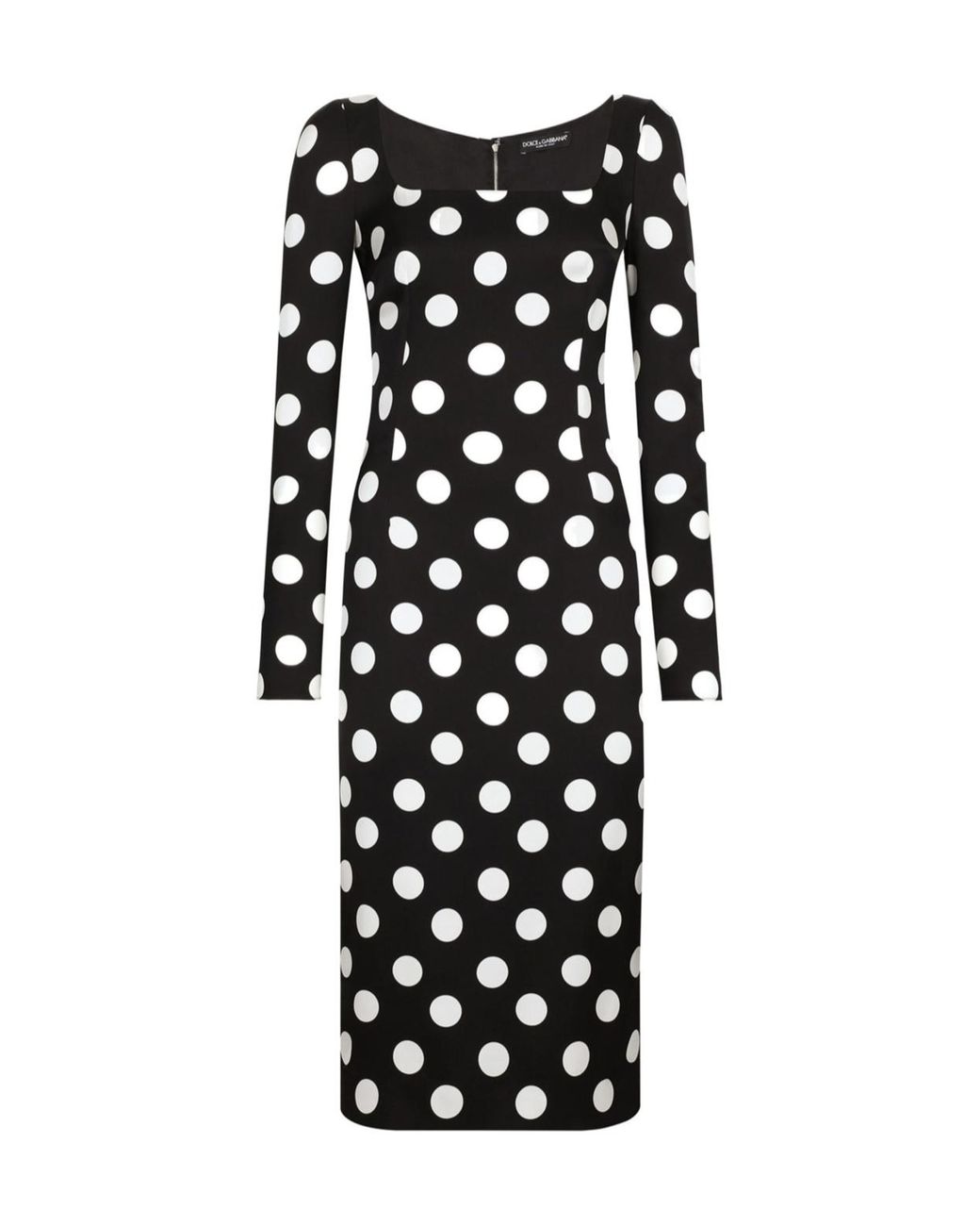 Dolce & Gabbana Black Silk Polka-Dot Bodycon Dress