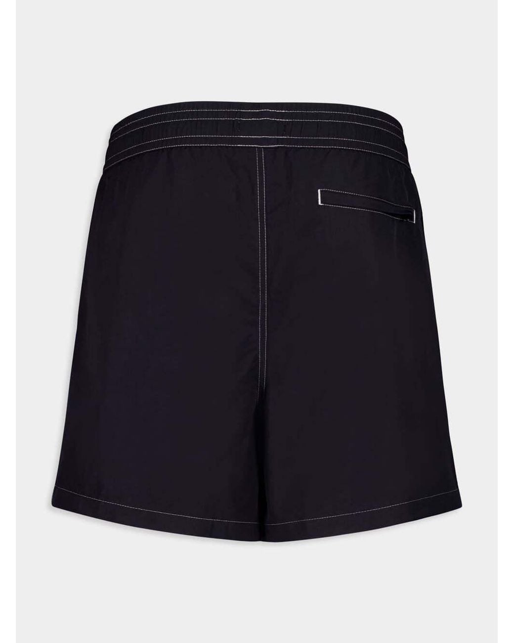 AMI Black Logo Embroidered Swim Shorts for men