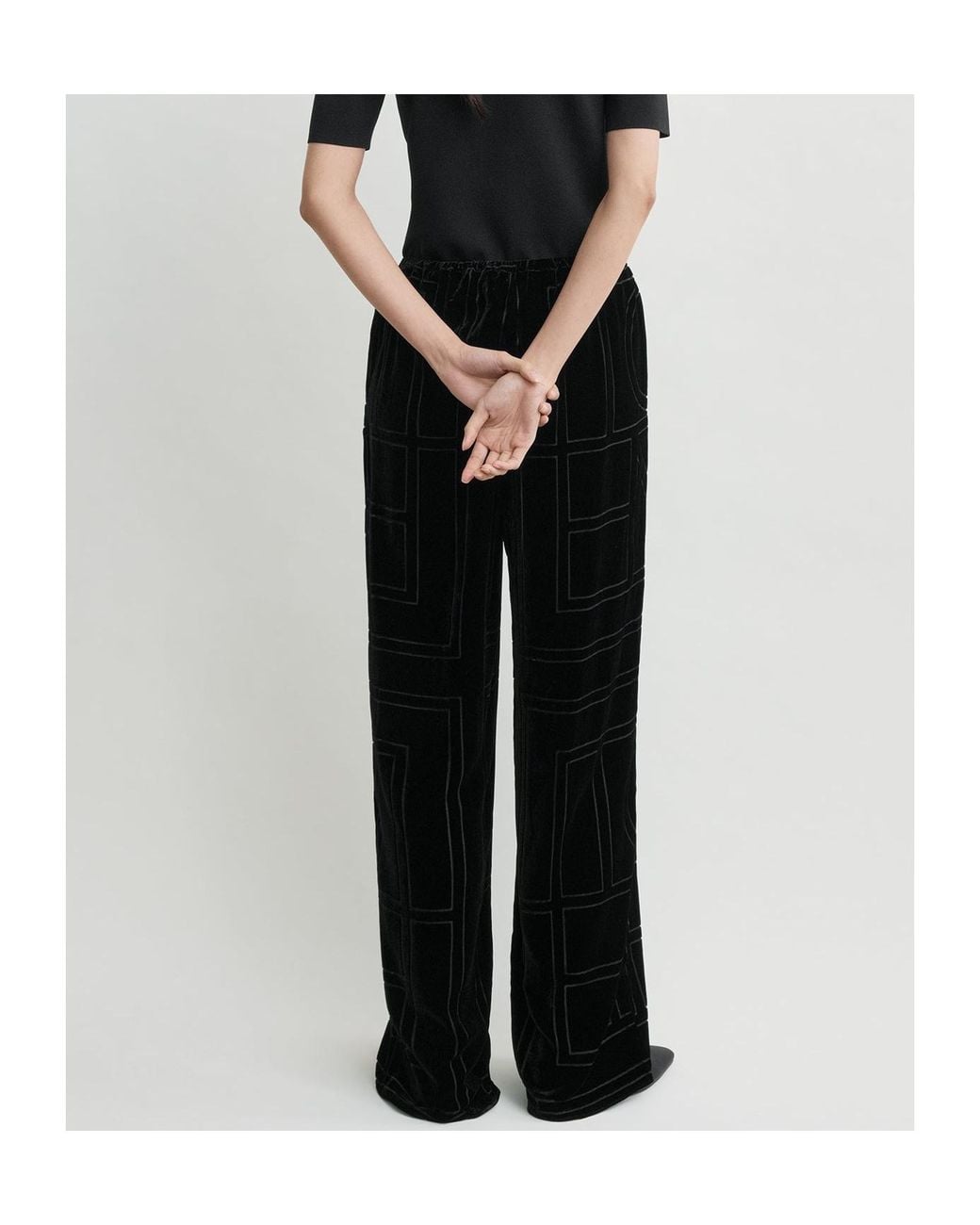 Totême Black Totême Monogram Devoré Pj Bottoms