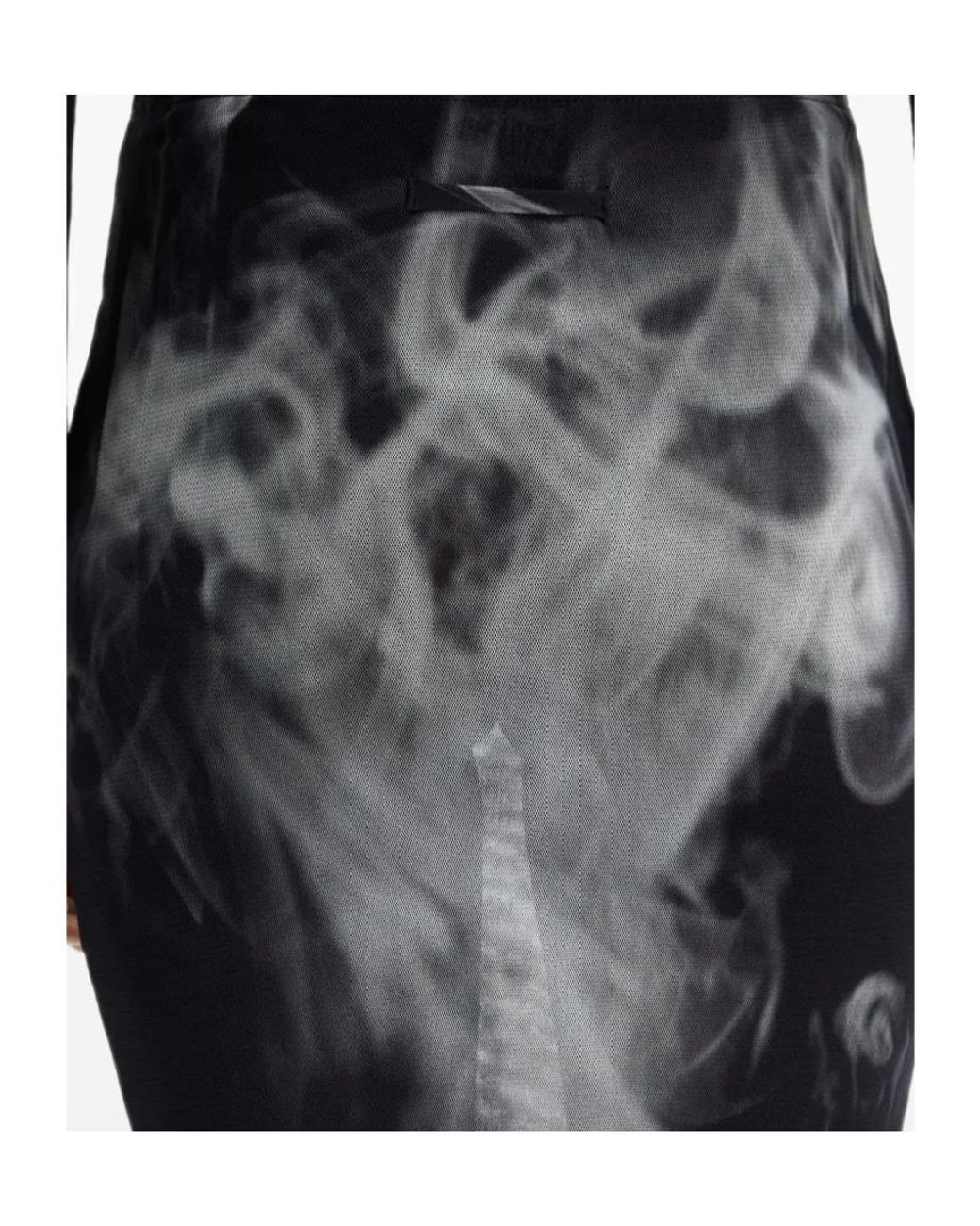 Jean Paul Gaultier Gray Mesh Printed Long Skirt