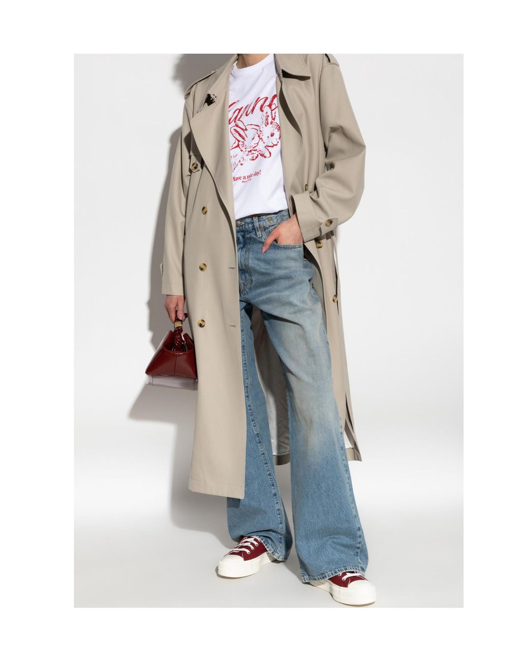 R13 Blue Wide-Leg Distressed Jeans
