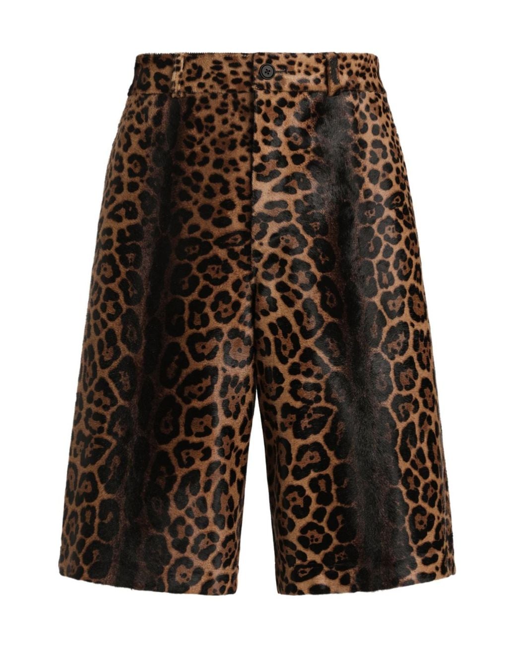 Dolce & Gabbana Black Leopard-Print Calfskin Trousers for men