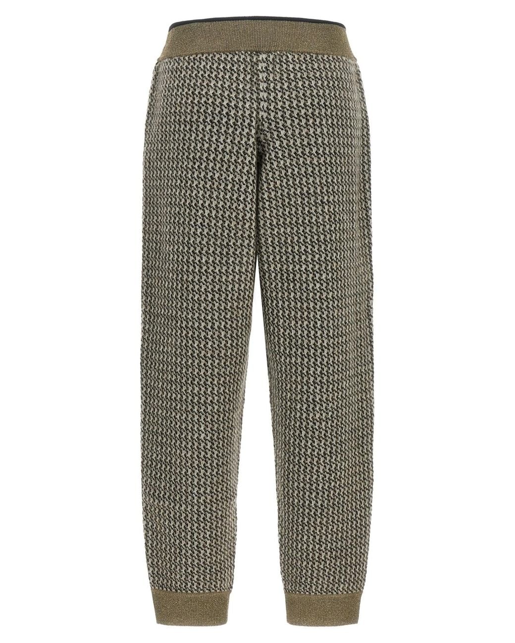 Brunello Cucinelli Gray Track Houndstooth Trousers