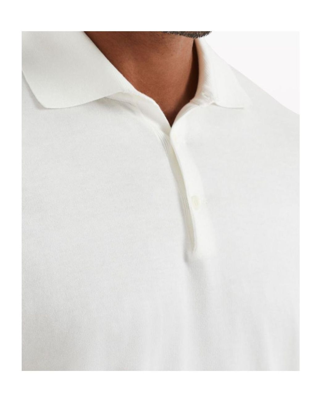 Brunello Cucinelli White Short Sleeved Buttoned Polo Shirt for men